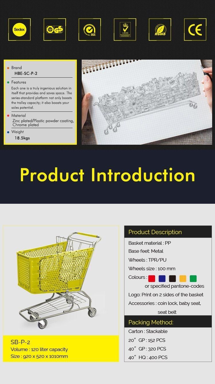 Hypermarket Supermarket Highbright 180L Full Plastic Shopping Cart