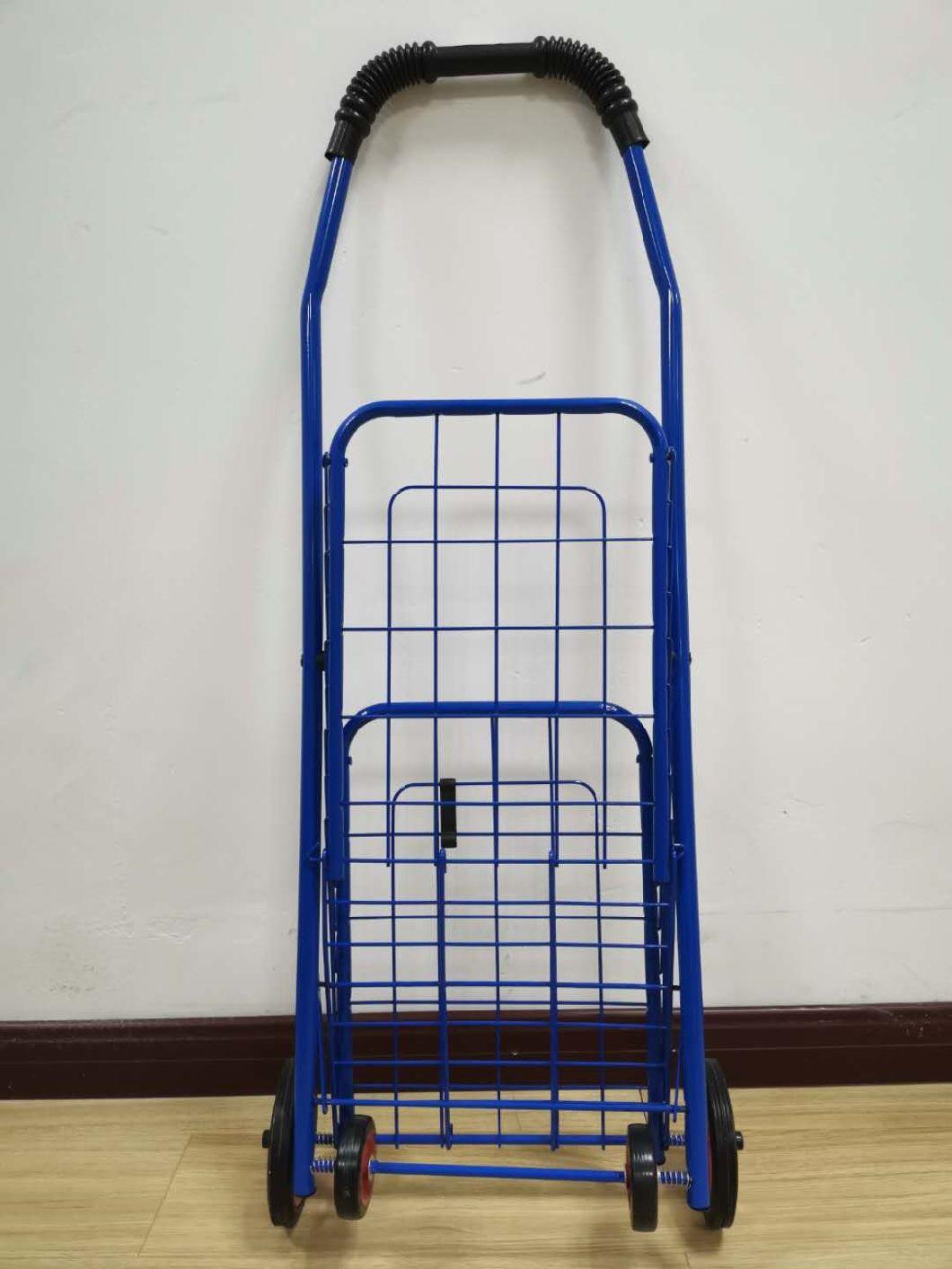 Factory Wholesale Small Size Lightweight Folding Metal Cart with Swivel Wheels