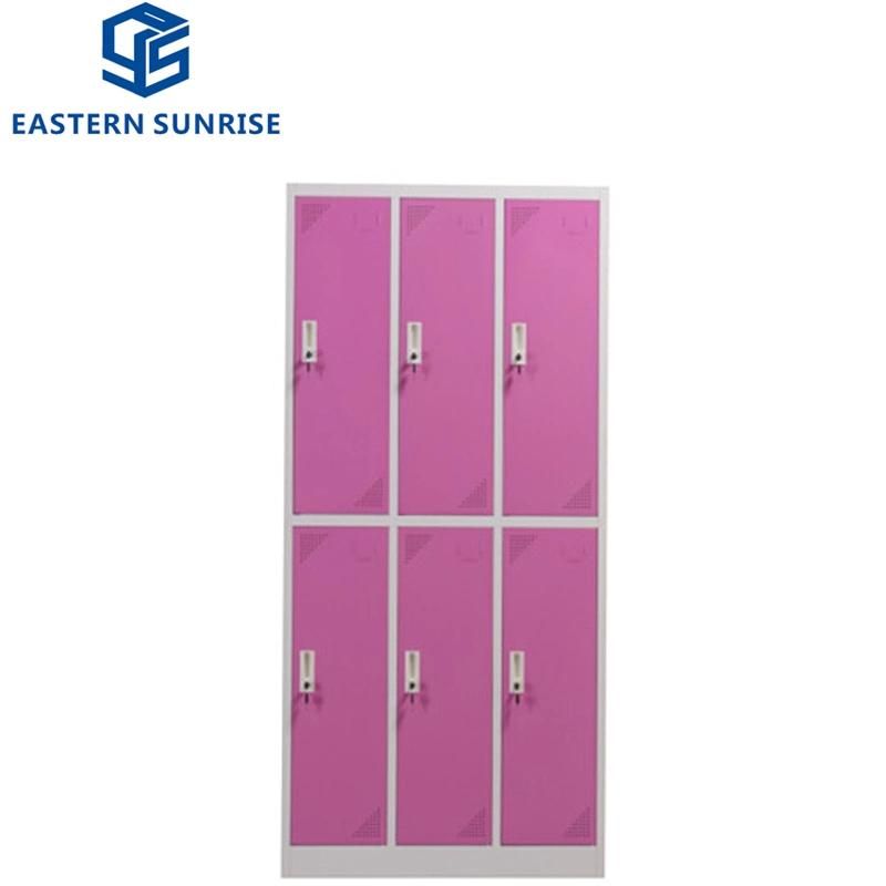 Chinese Factory Steel Furniture Colorful Metal 6 Door Storage Locker