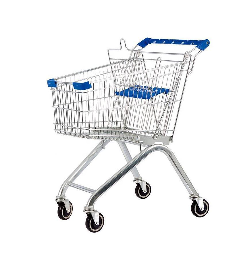 Supermarket Metal European Shopping Trolley with Four Wheels