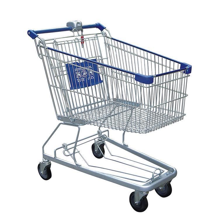 Supermarket Metal Shopping Trolley Store Shopping Cart with Four Wheels