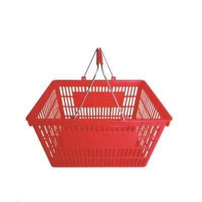 Large Electroplating Handle Flat Bottom Supermarket Shopping Basket Wholesale