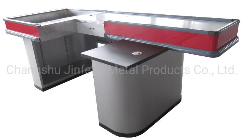 Supermarket Standard Checkout Counter Metal Cashier Table Jf-Cc-067