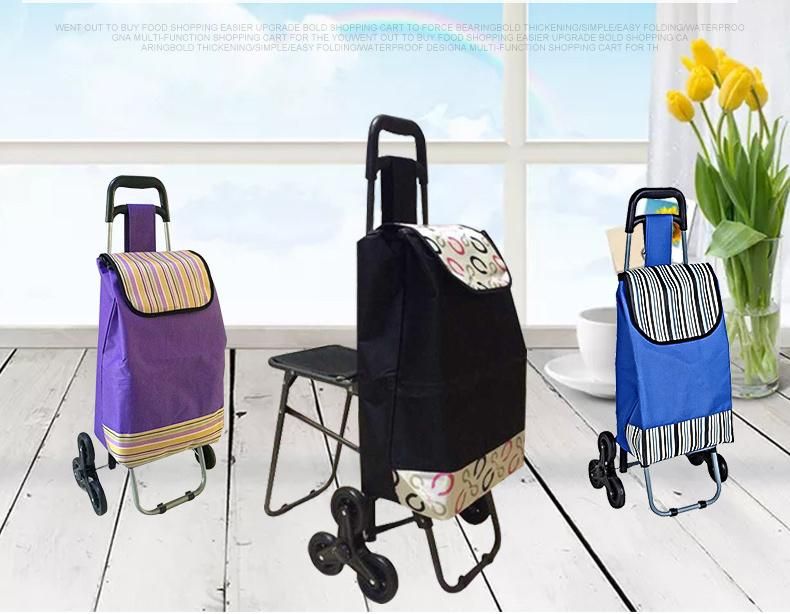 Romotional Collapsible Vegetable Luggage Useful Folding Shopping Trolley Bag with Desk