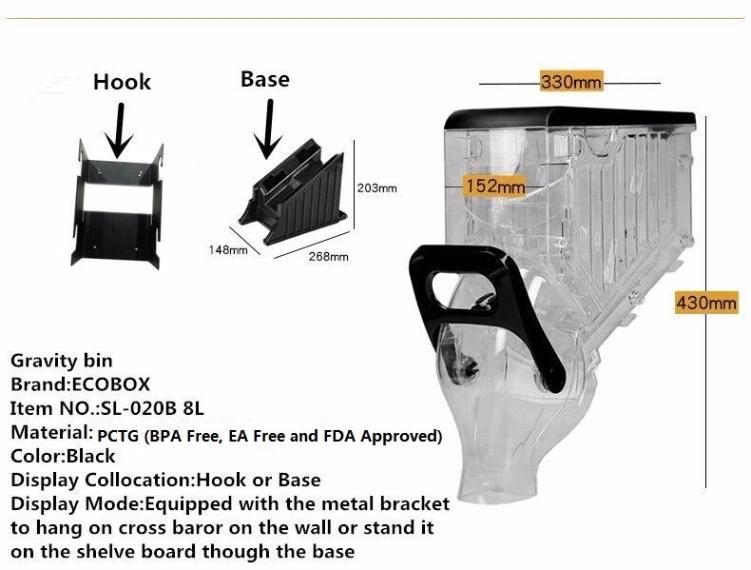 Pctg Material Gravity Food Dispenser Gravity Bins