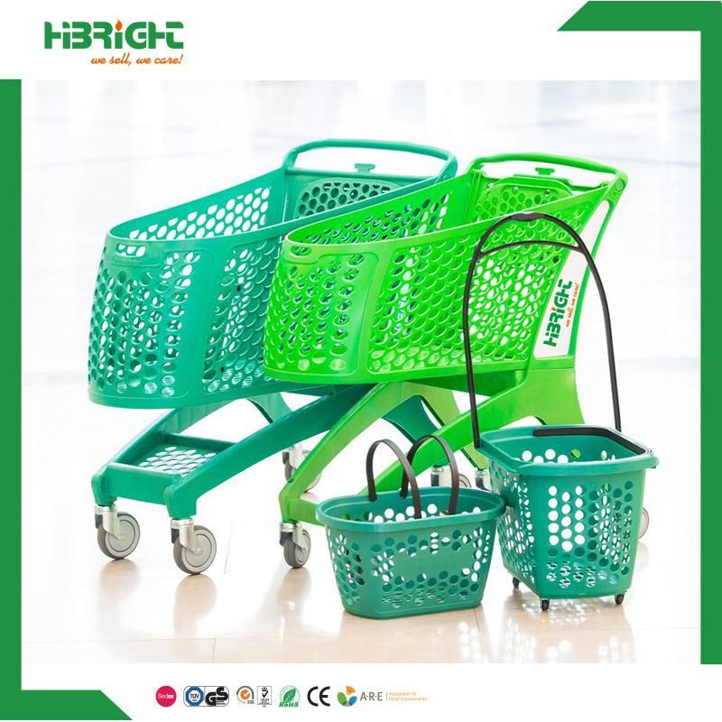 2020 New Plastic Supermarket Hand Shopping Cart with Custom Made Color
