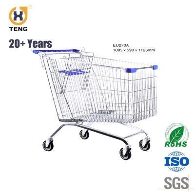 EU270A 270L Big Capacity Metal Supermarket Shopping Cart