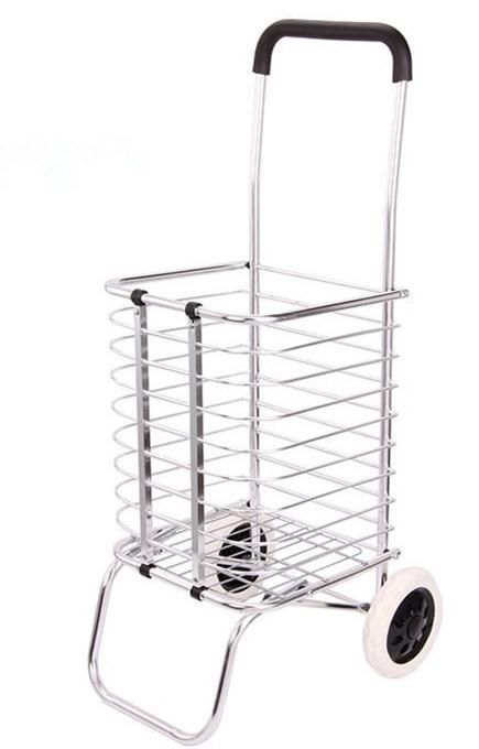 China Aluminum Grocery Shopping Hand Push Cart for Seniors with Two Wheels