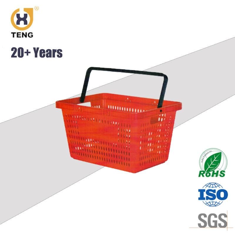 28L Wholesale Flexible Hand Held Plastic Supermarket Shopping Basket for Shops