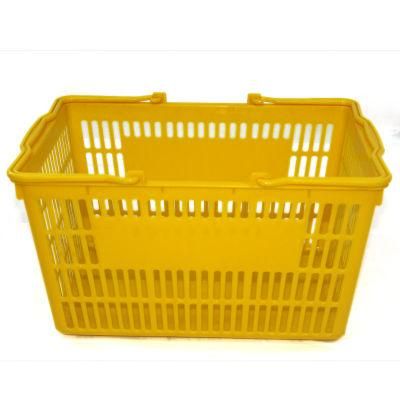 Wire Mesh Handle Plastic Shopping Basket for Supermarket