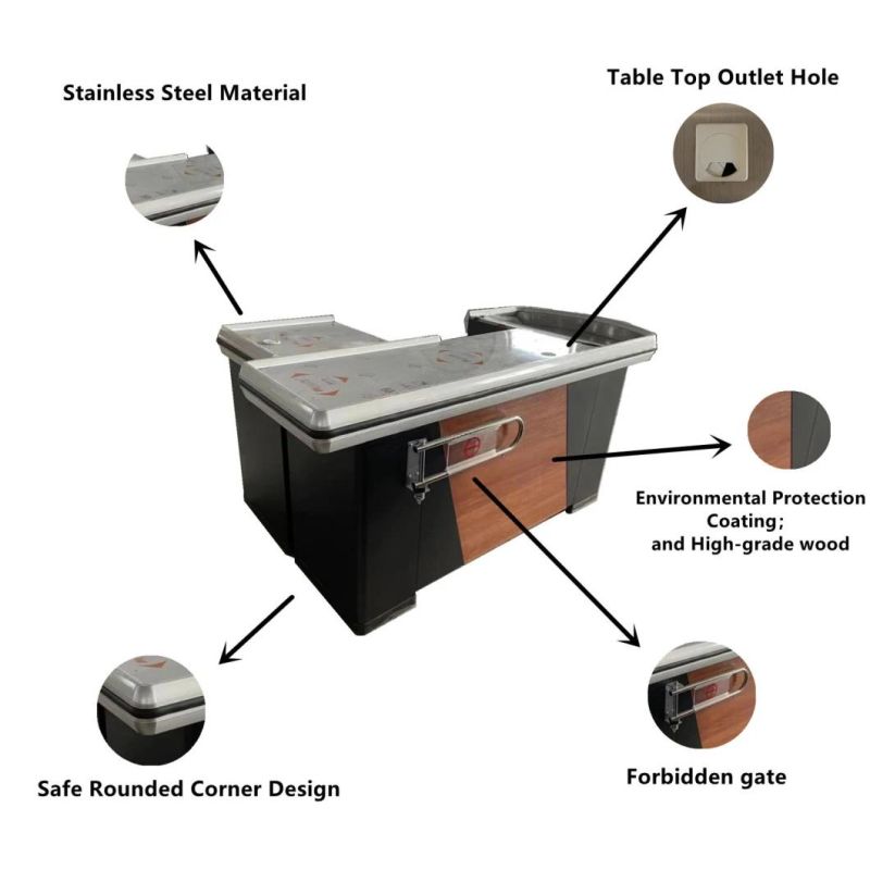 Supermarket Counter Desk with Stainless Steel Table Top for Shop