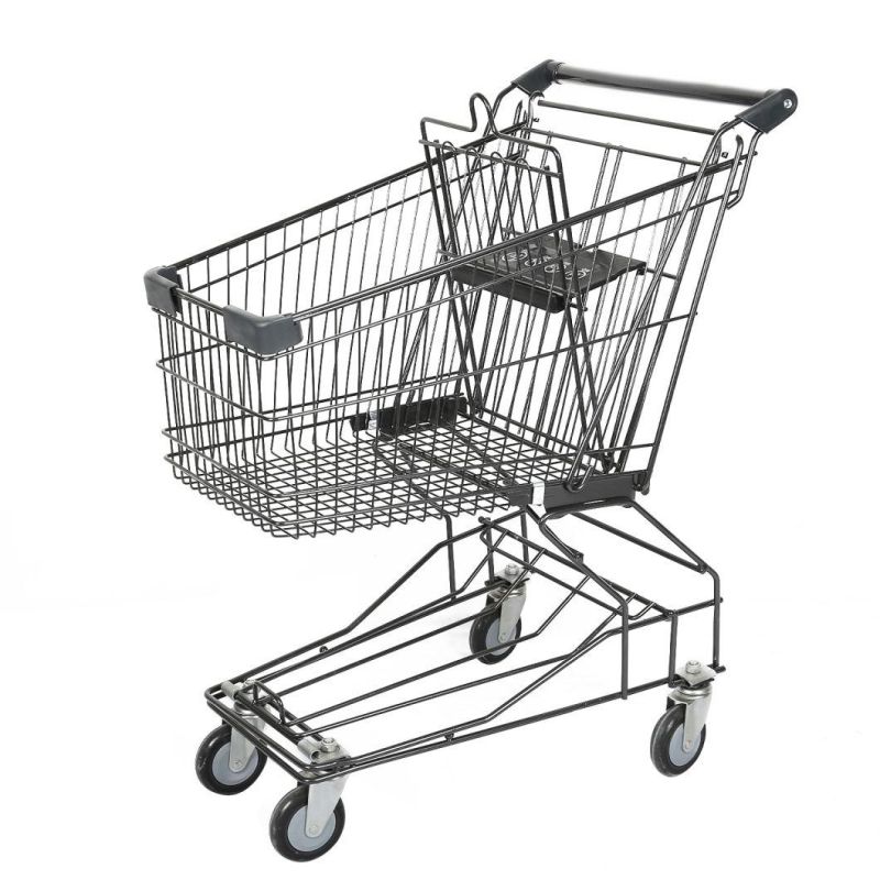 Asian Style High Quality Metal Steel Shopping Cart Trolley 60L