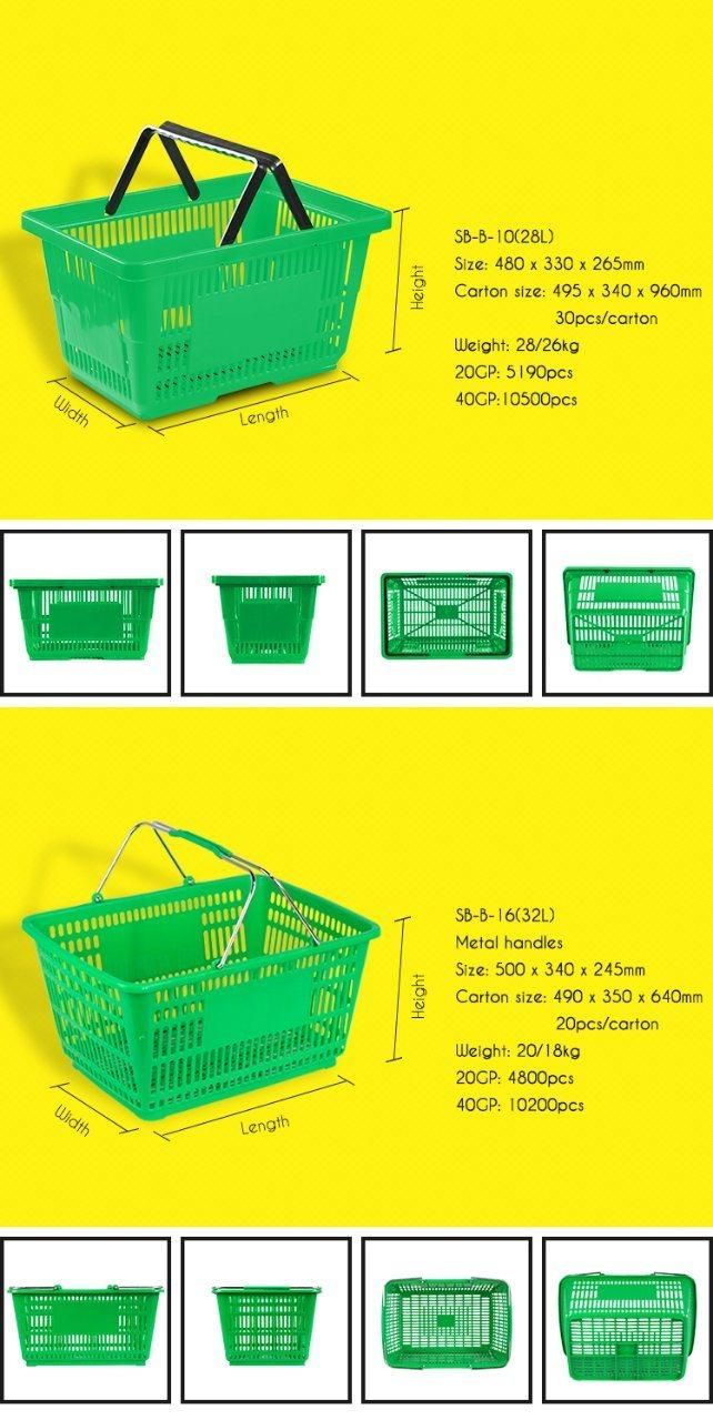 Eco-Friendly Wholesale Grocery Store Plastic Hand Shopping Basket