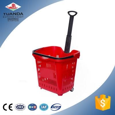 Hotter Storage Plastic Supermarket Trolley Two Wheels Large Shopping Basket