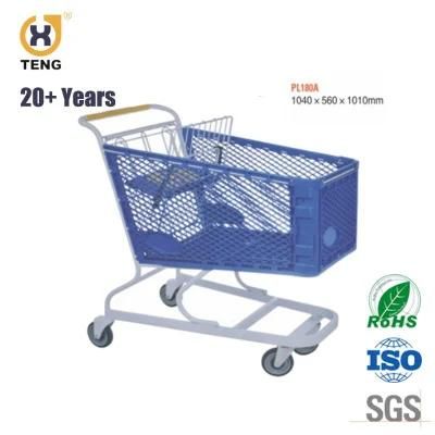 Pl180A Plastic and Steel Supermarket Shopping Trolley, 180L, Powder Coated