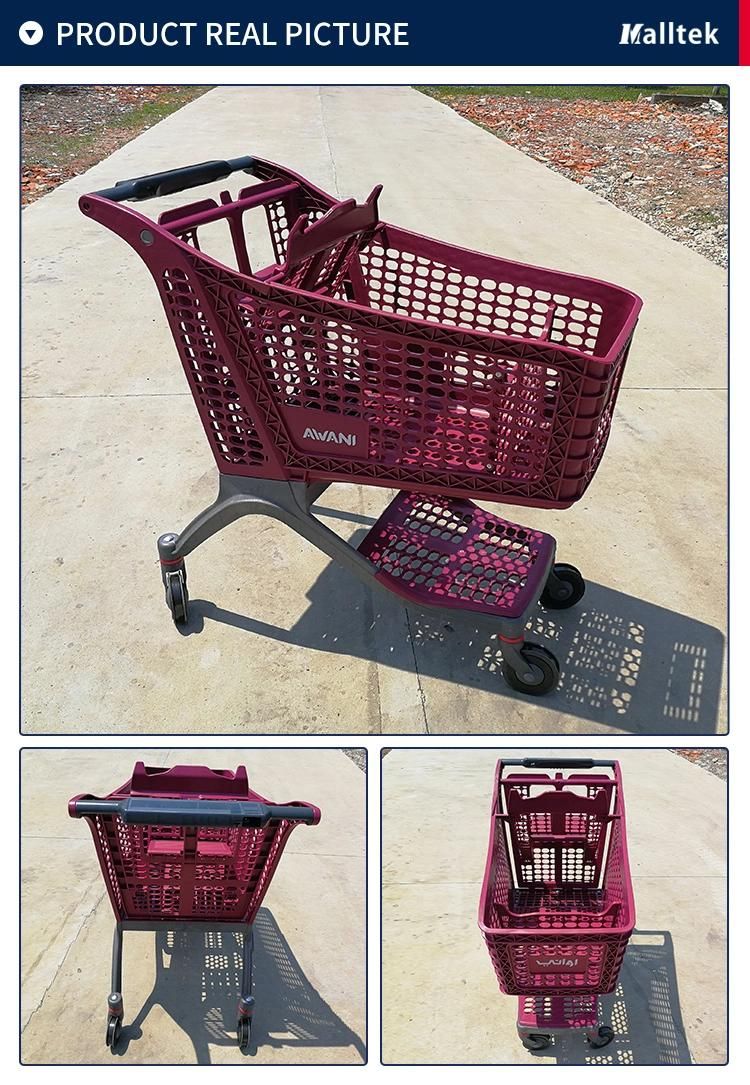 New Design Pure Plastic Hand Push Shopping Trolley for Supermarket Shop