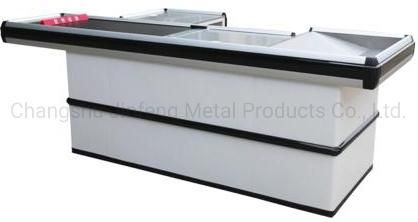 Modern Cashier Counter Design Supermarket Motor Checkout Counter with Conveyor Belt