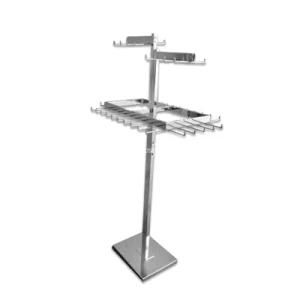 PY006-High Quality Polished Chrome Adjustable Supermarket/In-store Multi-Way Jewelry/Bags Display Stand
