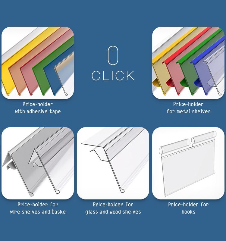 Clear PVC H43mm Adhesive Supermarket Plastic Price Shelf Talker