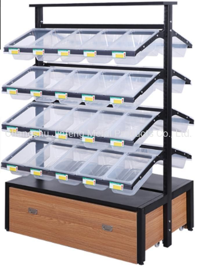 Supermarket Wooden Shelves for Bulk Food Wooden Display Rack