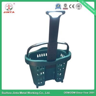 Plastic Rolling Shopping Basket for Supermarket