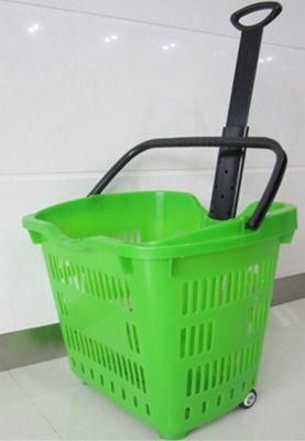 Shop Plastic Two Wheel Rolling Hand Basket