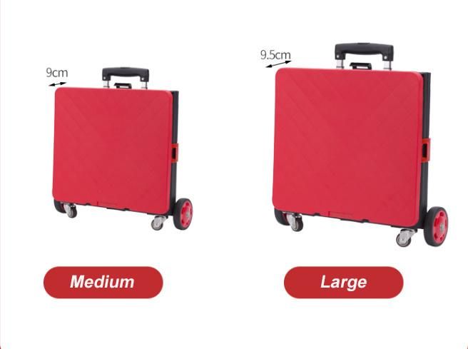 China PP Plastic Material Storage Box Folding Shopping Cart with Four Universal Wheels