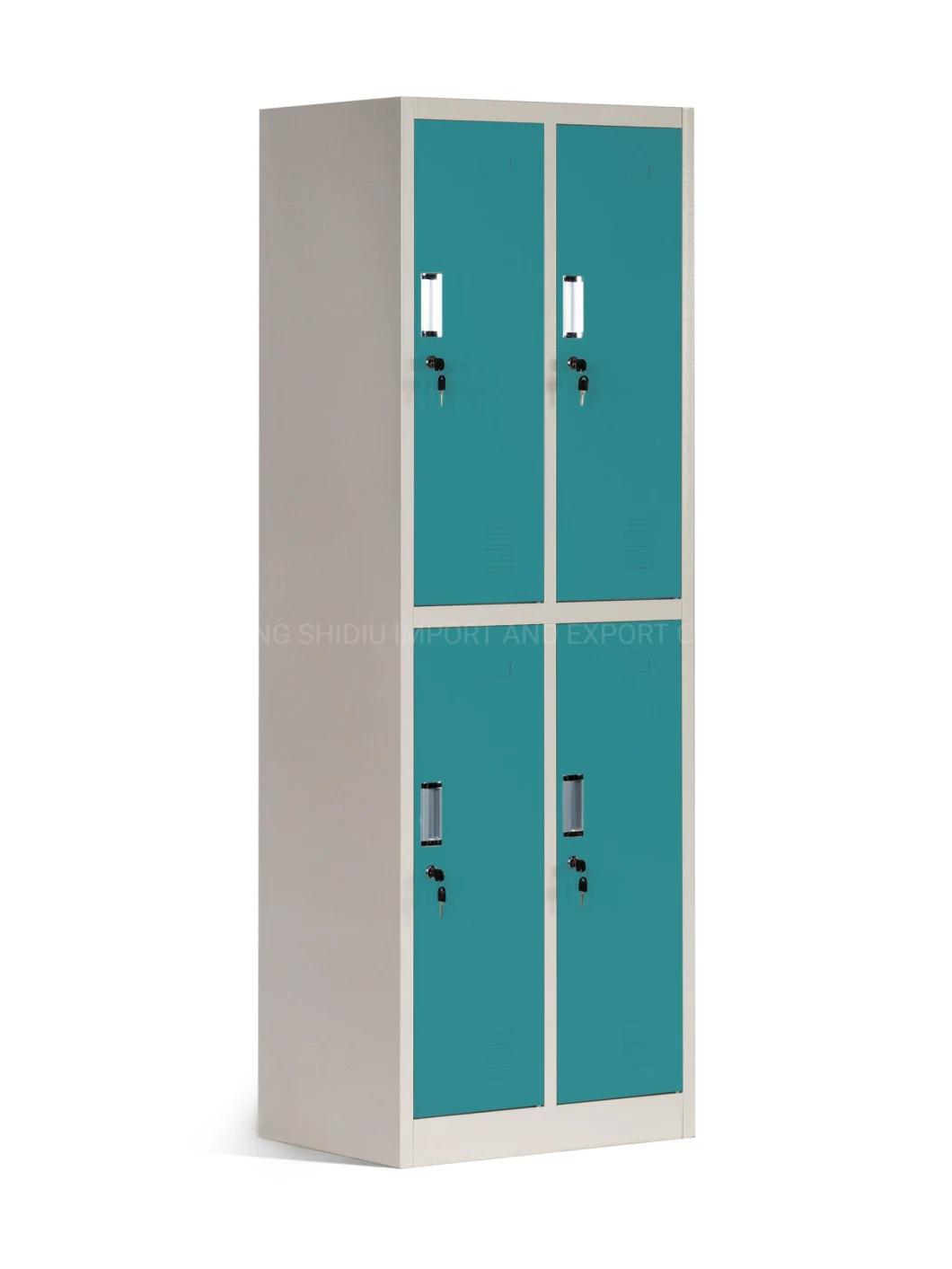 Steel 4 Doors Clothing Employee Locker with Shelf/Hanging Rod