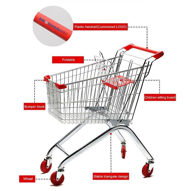 Custom Metal Folding Supermarket Cart Shopping Trolley