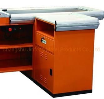 Supermarket Cashier Store Metal Checkout Counter with Motor