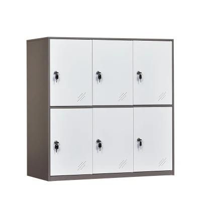 Small Metal Storage Locker 2 Tier 6 Door Steel Locker for School