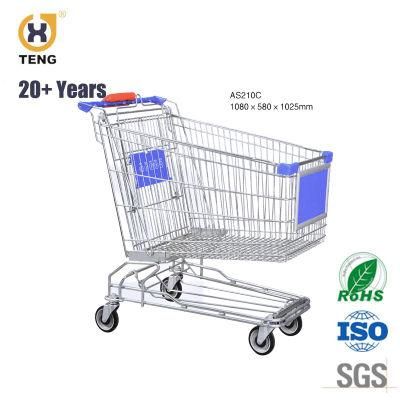 As210c 210L Big Capacity Zinc Plated and Powder Coated Steel Shopping Trolley