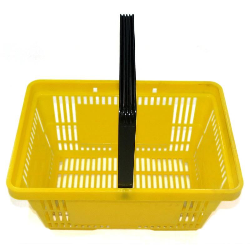 Wholesale Supermarket Basket Large Double Handle Plastic Hand Shopping Basket