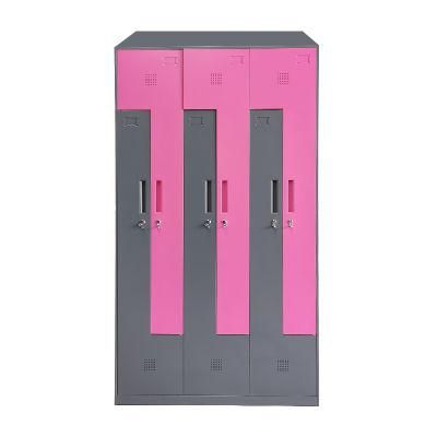 Space Saving Sloped Top 6 Door Swimming Pool Steel Locker Kd Structure Metal School Locker