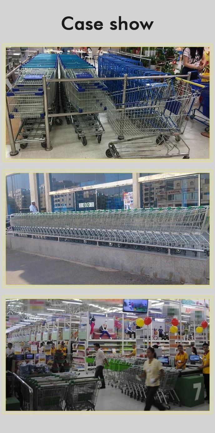 Metal Plastic Powder Coating Shopping Carts with Travelator Castors