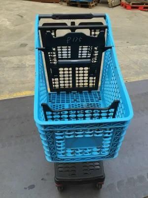 Trolley Shopping Cart Sales All 5&prime;&prime; PU Wheels Supermarket Plastic High-Grade Plastic with Seat 60-160kgs Unfolding 5-7 Workdays