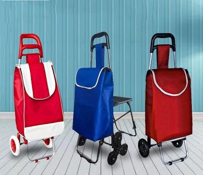 Romotional Collapsible Vegetable Luggage Useful Folding Shopping Trolley Bag with Desk