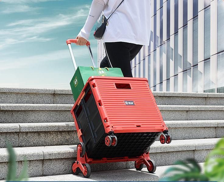 6 Wheels Climbing Stairs Shopping Cart Water-Proof Trolley Cart