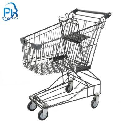Asian Style High Quality Metal Steel Shopping Cart Trolley 60L