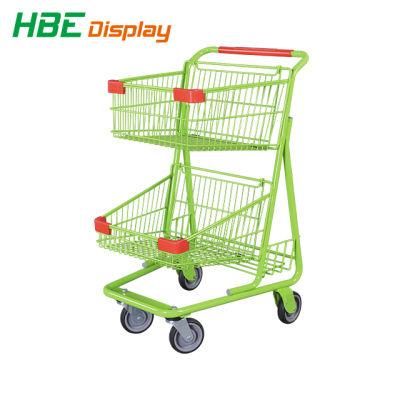 Boutique Durable Convenience Welded Double Basket Shopping Cart