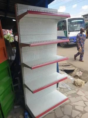 Punched Back Panel Supermarket Metal Storage Rack