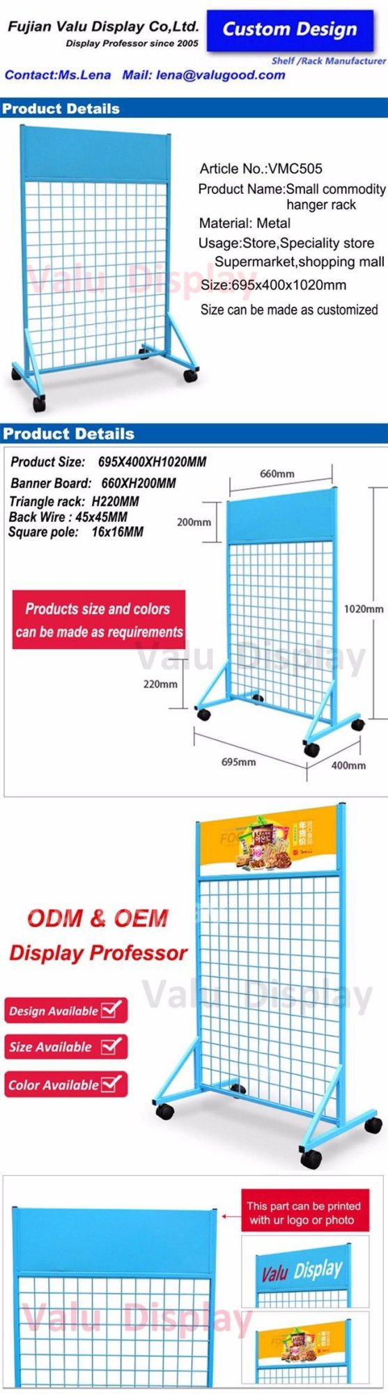 Gridwall Rack Metal Wire Floor Display Freestanding Grid Panel Merchandiser