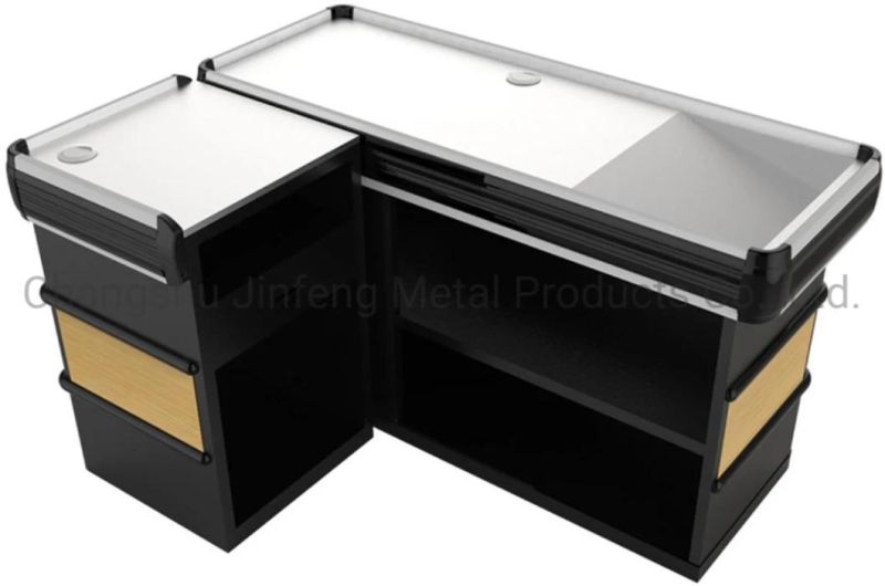 Supermarket Design Cash Register Table/Retail Metal and Wodden Checkout Counter/Money Counter