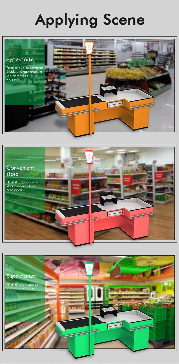 Supermarket Checkout Counter with Conveyor Belt for Supermarket
