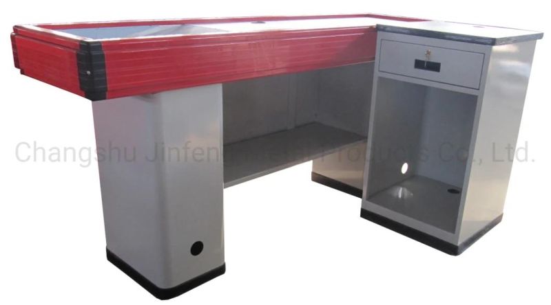 Supermarket Metal Checkout Counter Store Fixture Cashier Desk Jf-Cc-080