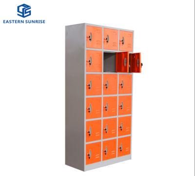 Colorful Lockable Metal Storage Cabinet Steel Locker 18 Doors