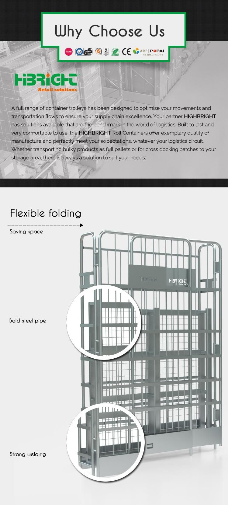 Wire Roll Cage Container Warehouse Use