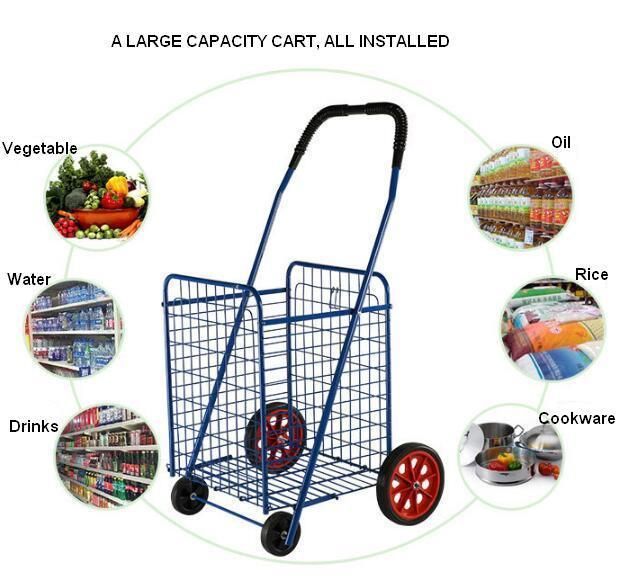 China Manufacturer Grocery Utility Metal Cart Folding Trolleys for Personal Use