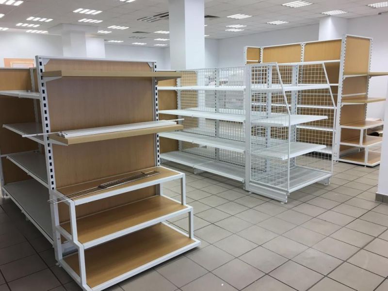 Timber Infill Panel Display Gondola Shop Shelving