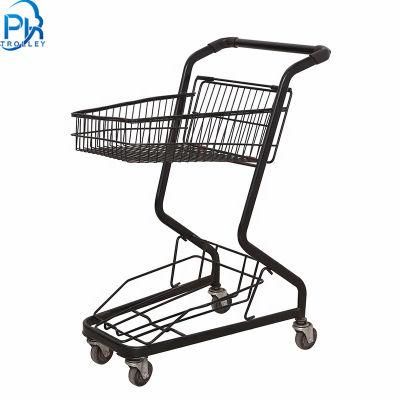 2 Tier Supermarket Shopping Trolley with Double Baskets